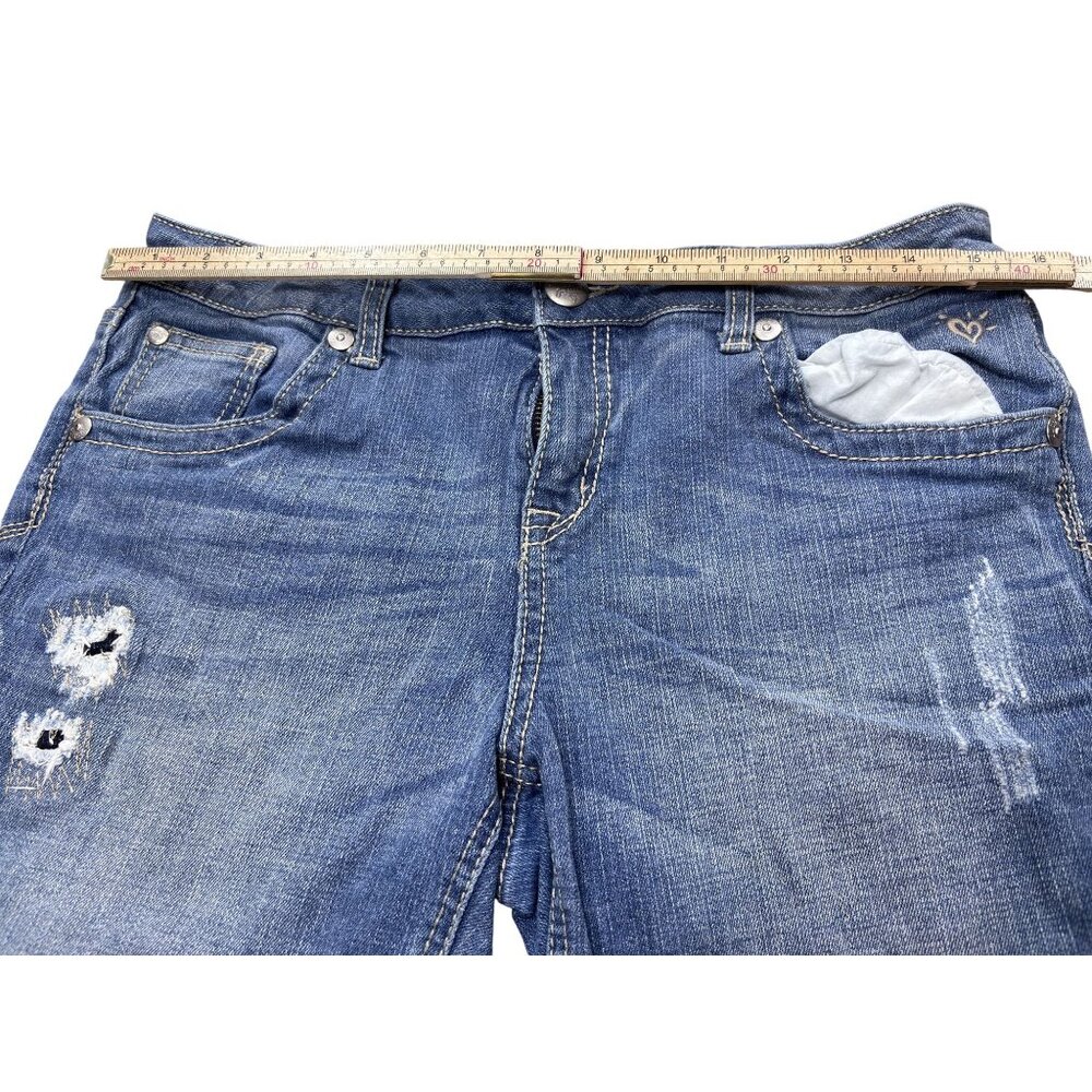 Justice Girls Denim Shorts Size 16.5 Blue Distressed Style - Picture 8 of 10